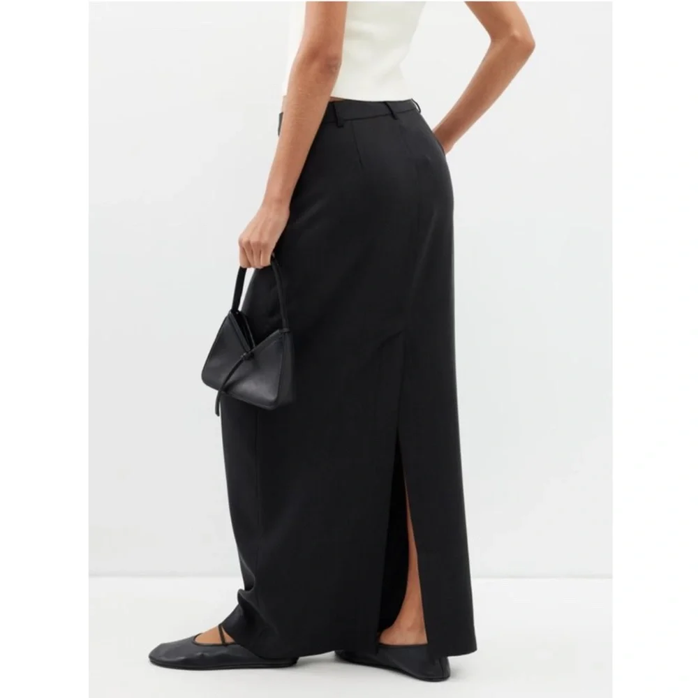 NEW Reformation Cairo Mid Rise Maxi Skirt Black 8